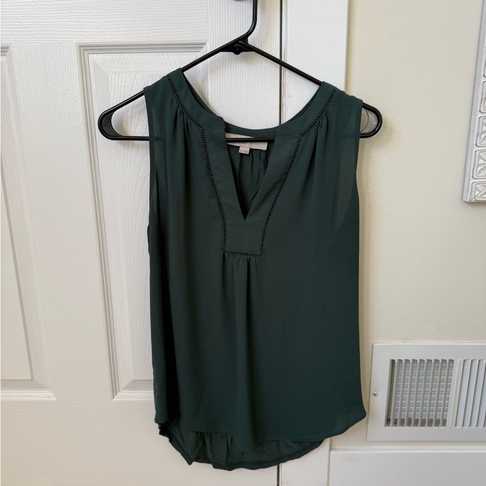 LOFT Dark Green Sleeveless Blouse